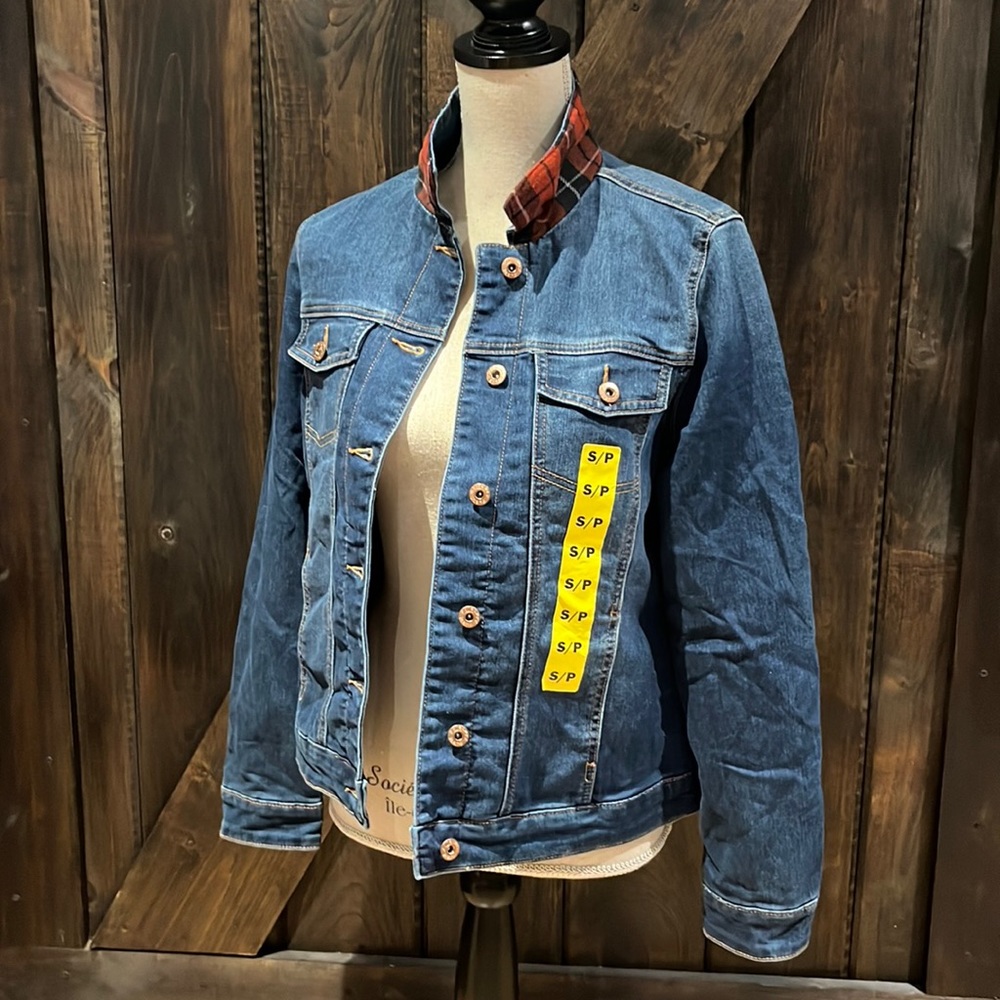 Parasuco jeans denim and flannel plaid liner denim Jean jacket